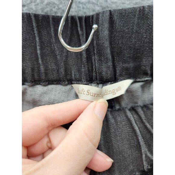 Soft Surroundings Womens Dark Gray Denim Pull-On Pants With Rhinestone Embellish - Picture 3 of 4